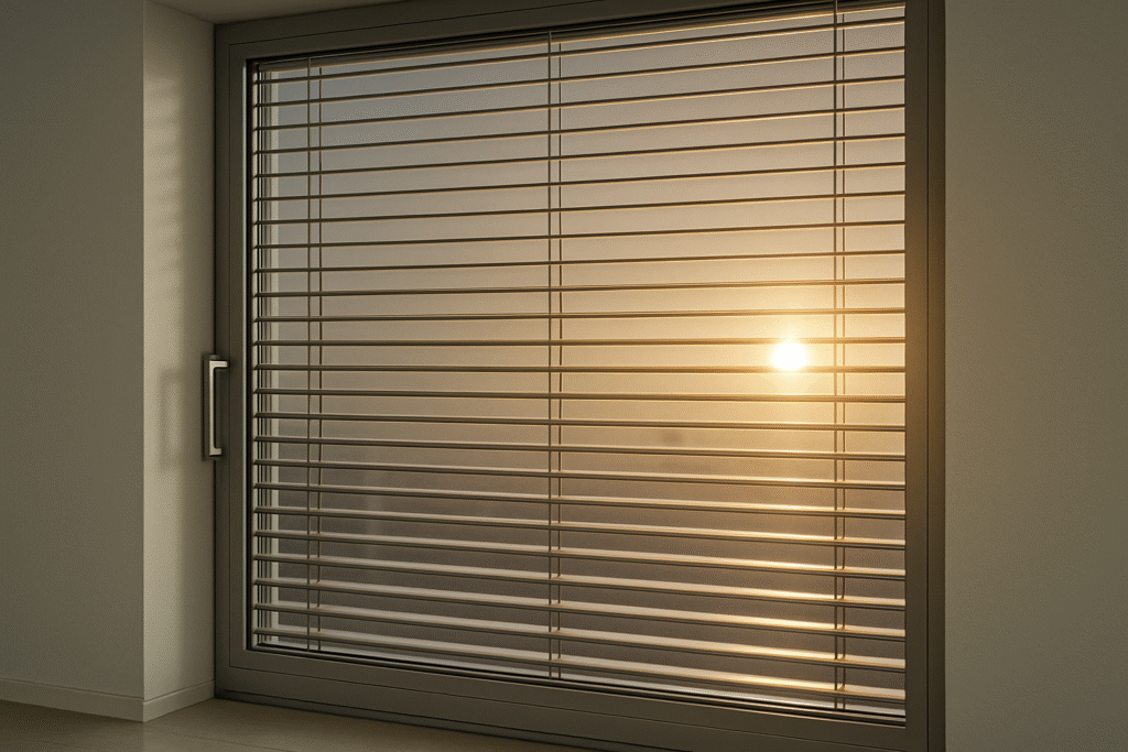 Motorised insulated glass blinds of the kind fitted at the Taj hotels